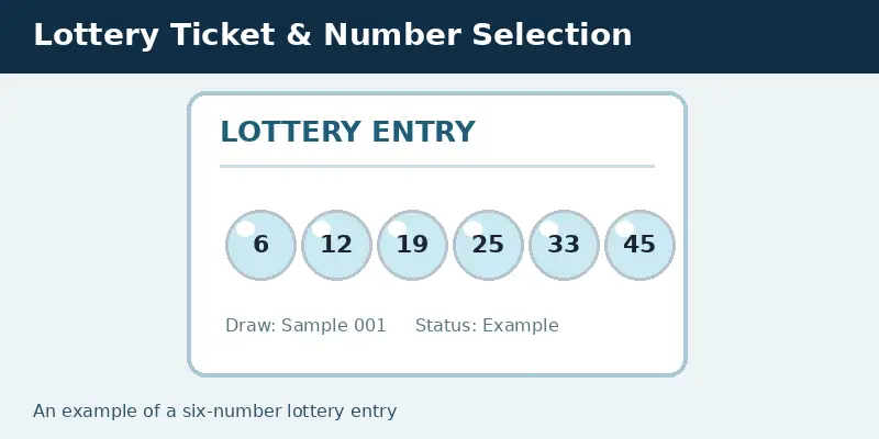 A lottery ticket illustration displaying selected numbers and the combination-based structure of lottery games.